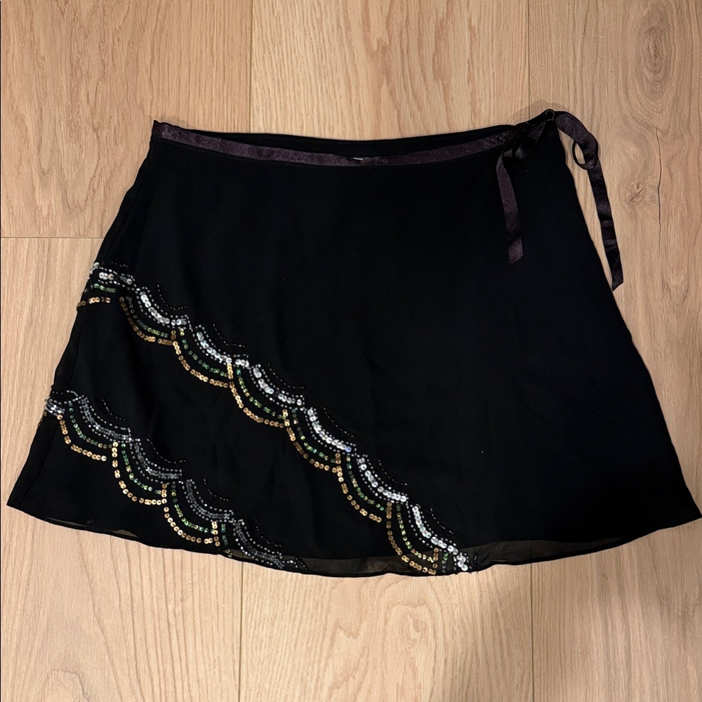 Lux Black Mini Skirt with Sequin Accents